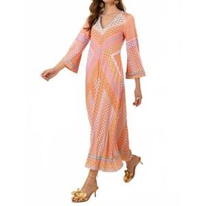 NEW HALE BOB henley jersey maxi in orange/pink